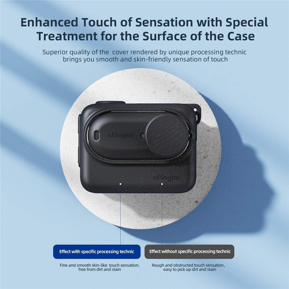 Silikonový ochranný obal AMAGISN s poutkem pro Insta360 GO 3 - černé