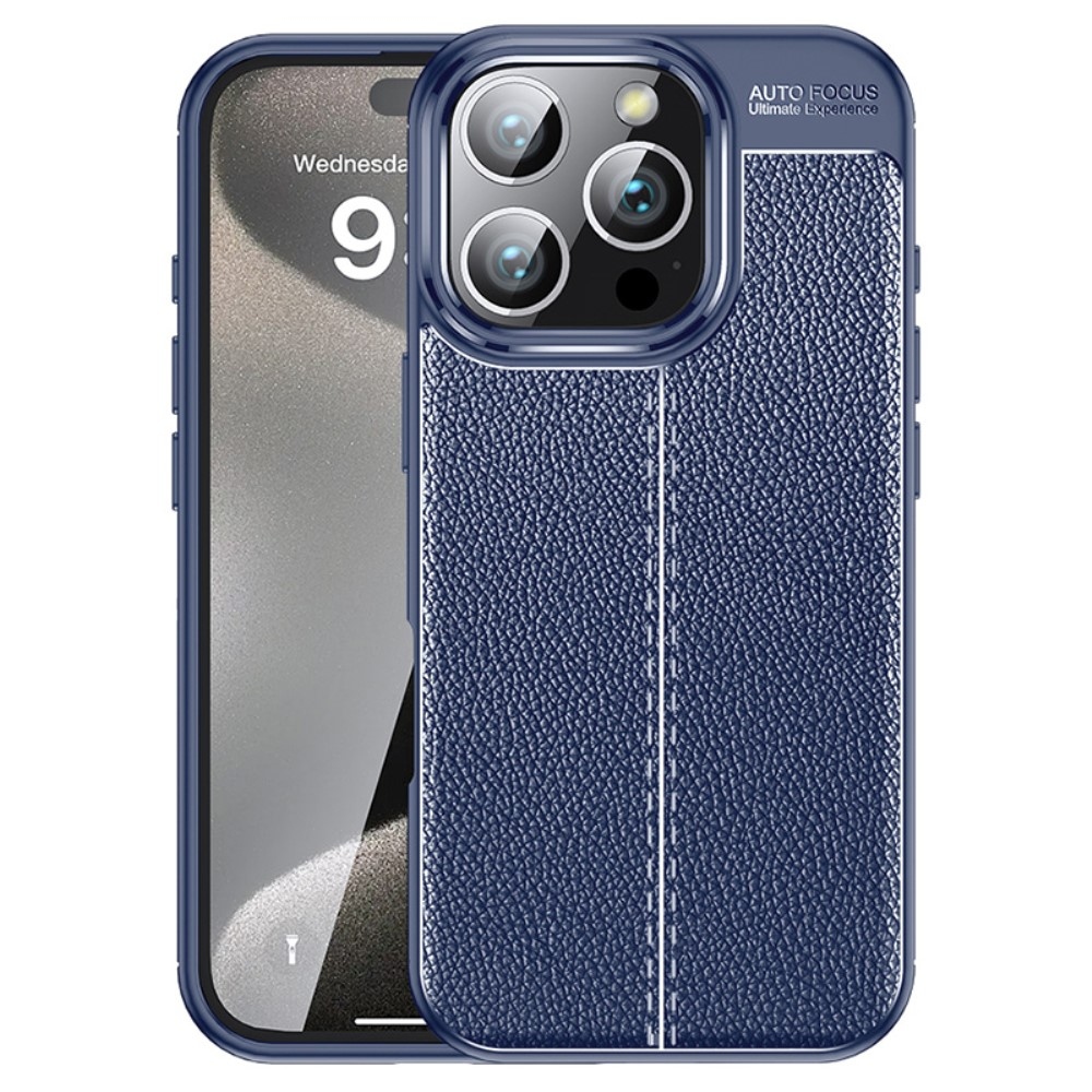Litchi odolný gelový obal na iPhone 16 Pro - modrý