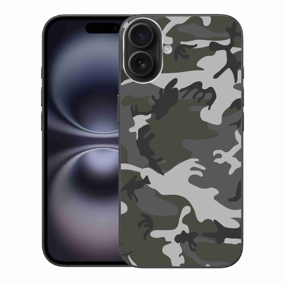 Gelový kryt mmCase na iPhone 16 Plus - maskáčový vzor