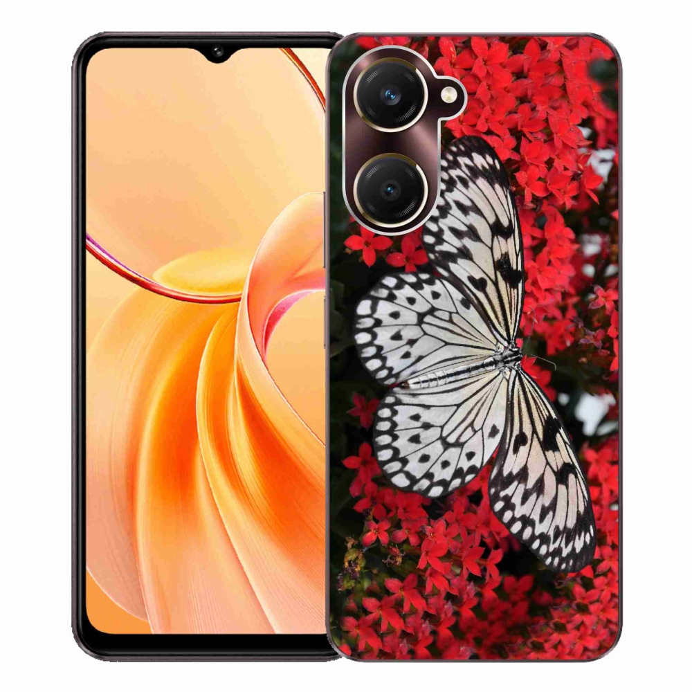 Gelový kryt mmCase na Vivo Y28s 5G - černobílý motýl 1