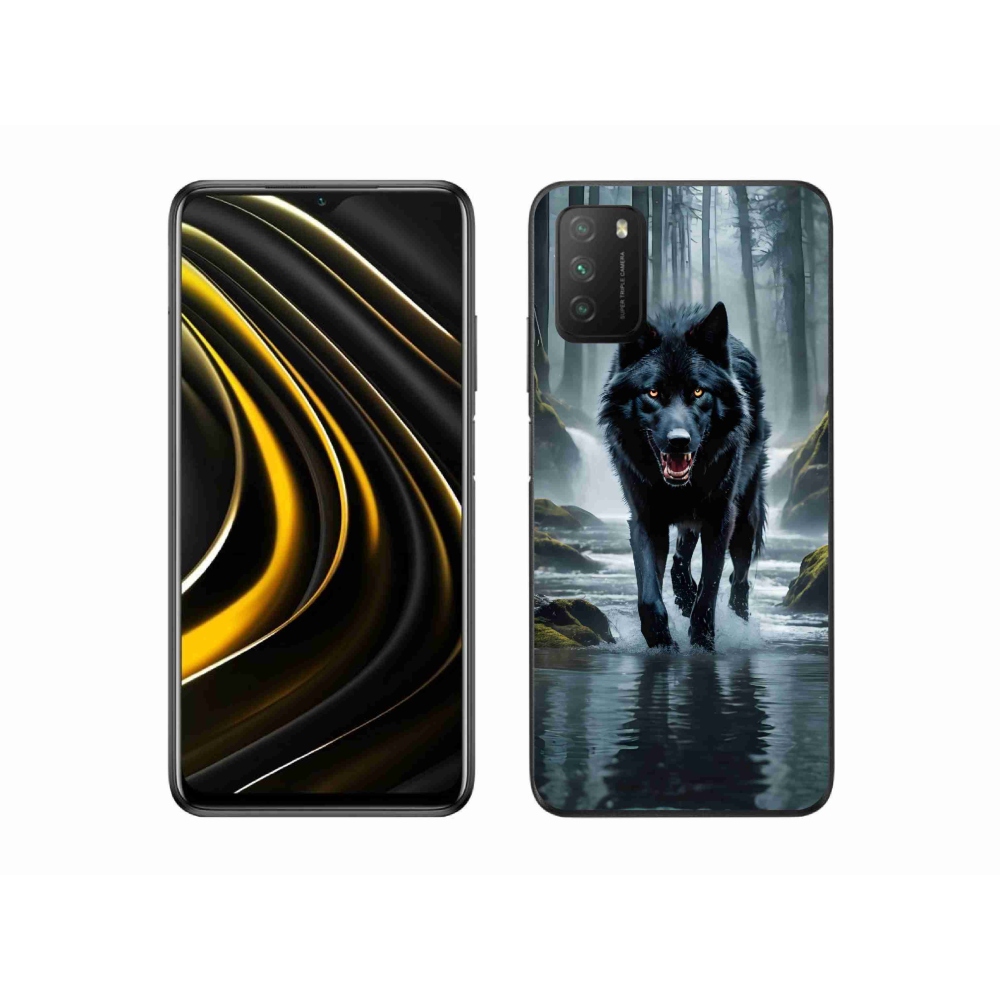 Gelový kryt mmCase na Xiaomi Poco M3 - černý vlk