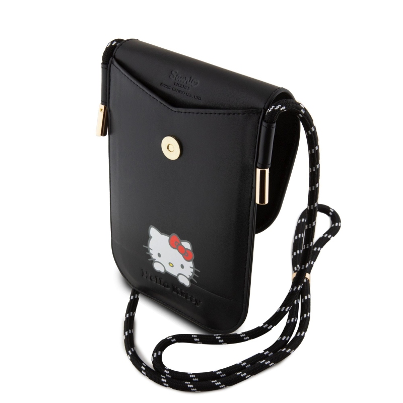 Hello Kitty PU Leather Daydreaming Logo Taška na Telefon Black