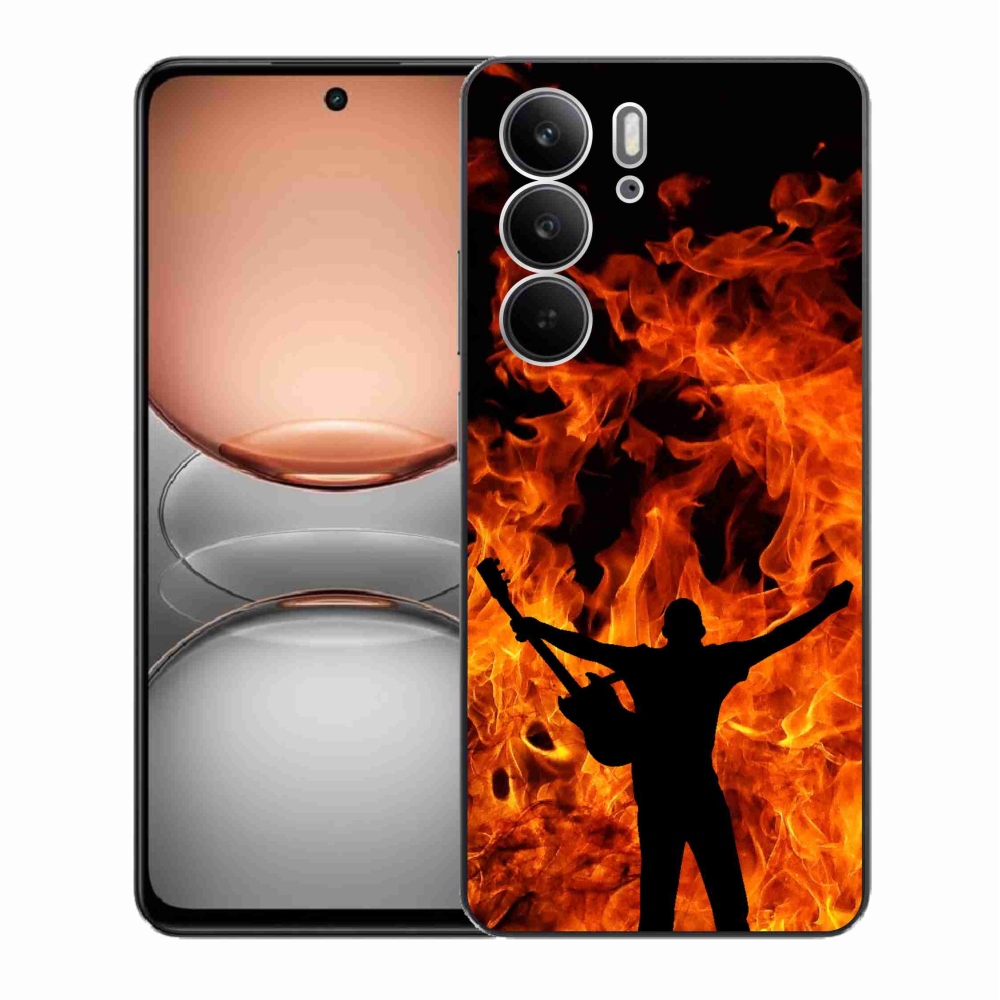Gelový kryt mmCase na Realme C75 - muzikant a oheň