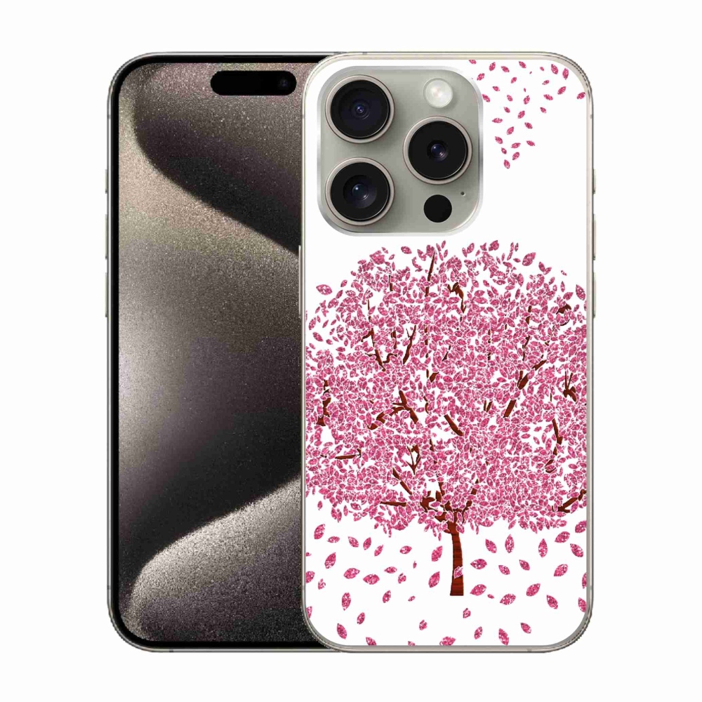 Gelový kryt mmCase na iPhone 15 Pro - kreslený strom s listy