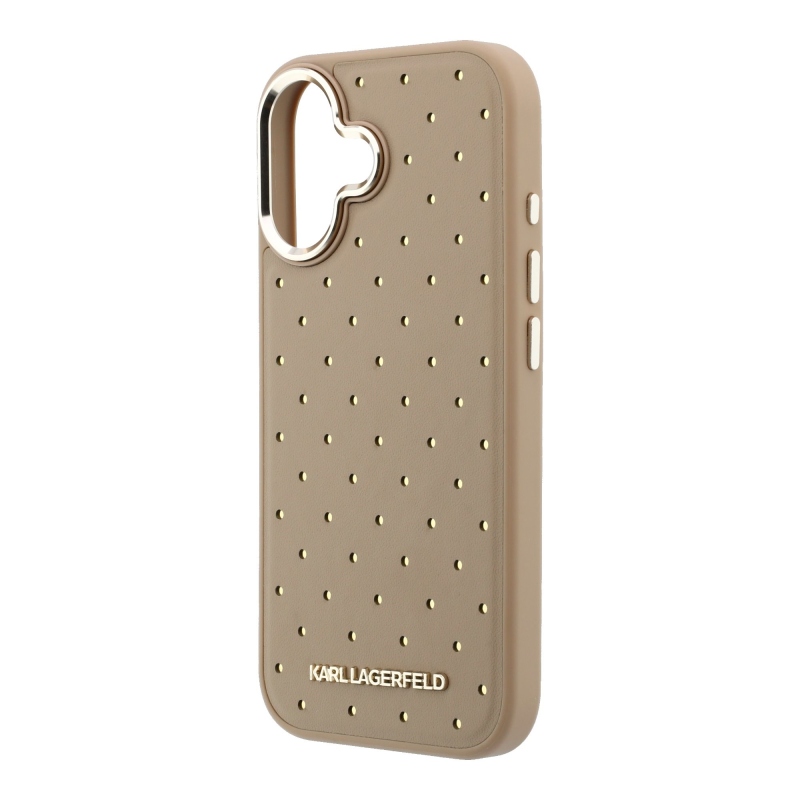 Karl Lagerfeld PU Perforated Gold Dots MagSafe Zadní Kryt pro iPhone 17 Beige