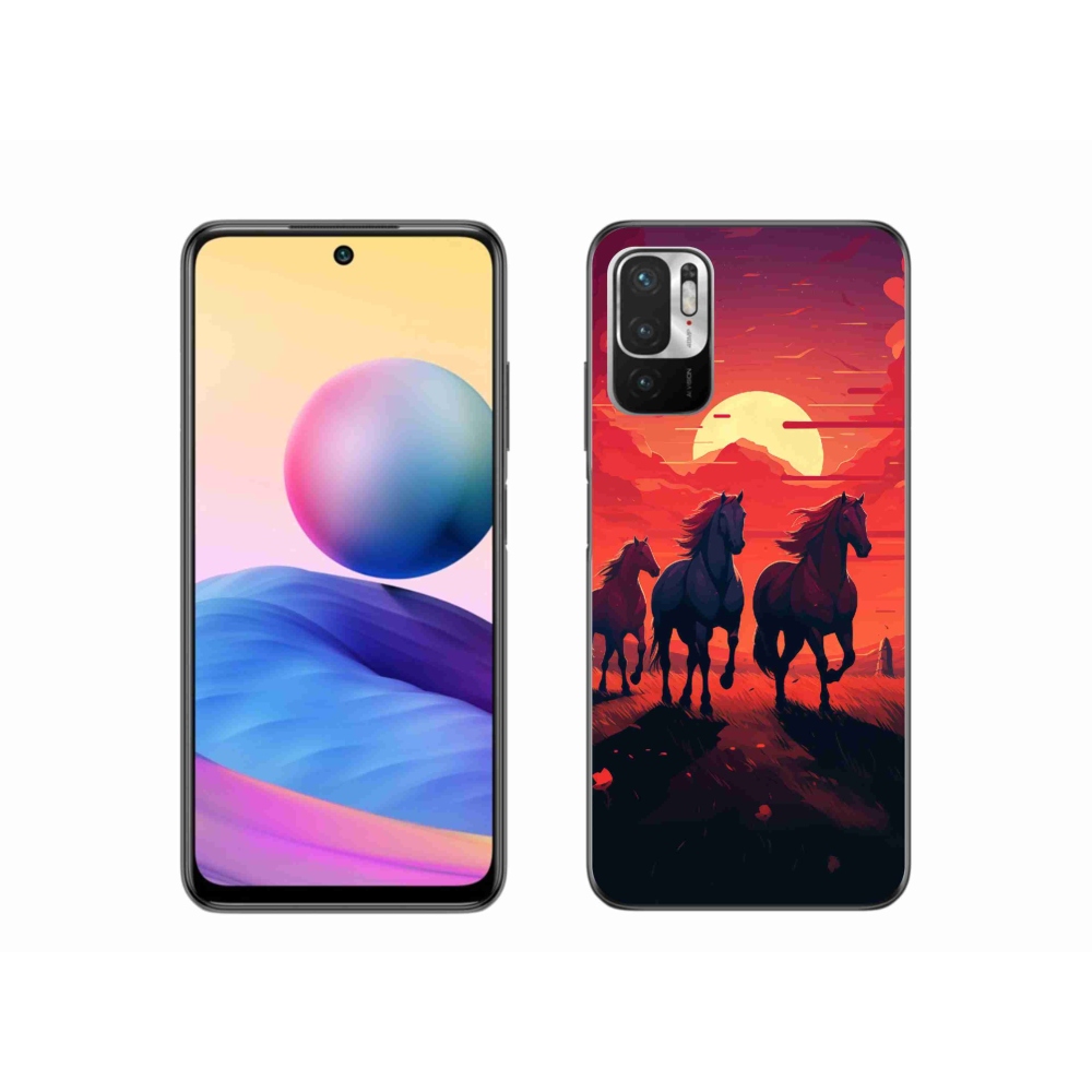 Gelový kryt mmCase na Xiaomi Poco M3 Pro/5G - koně a západ slunce