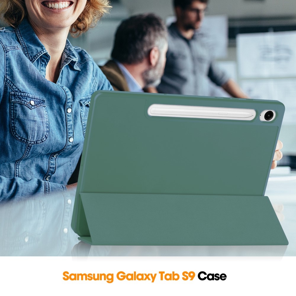 Case chytré zavírací pouzdro na Samsung Galaxy Tab S9 FE/Tab S10 FE - tmavězelené