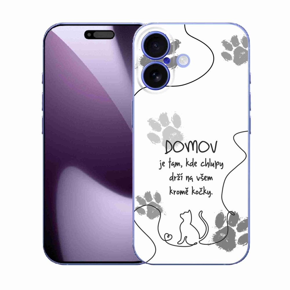 Gelový kryt mmCase na iPhone 17 - kočičí motiv bílé pozadí
