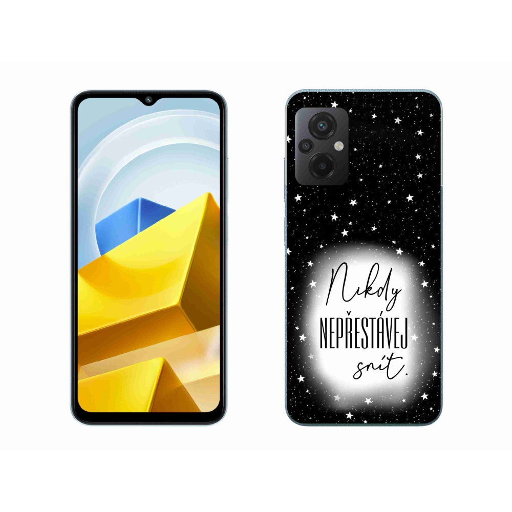 Gelový kryt mmCase na Xiaomi Poco M5 4G - citát 1 bíločerné pozadí
