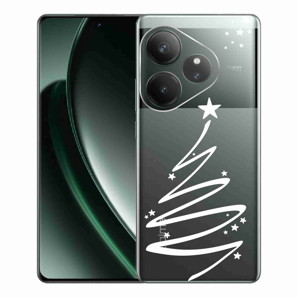 Gelový kryt mmCase na Realme GT 6 5G/GT 6T 5G - bílý stromeček na průhledném pozadí