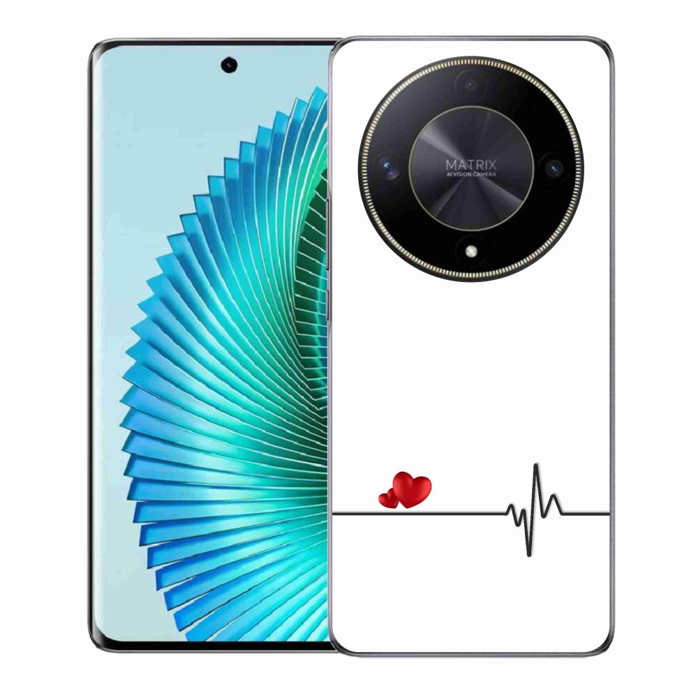 Gelový kryt mmCase na Honor Magic 6 Lite 5G - srdce a tep bílé pozadí
