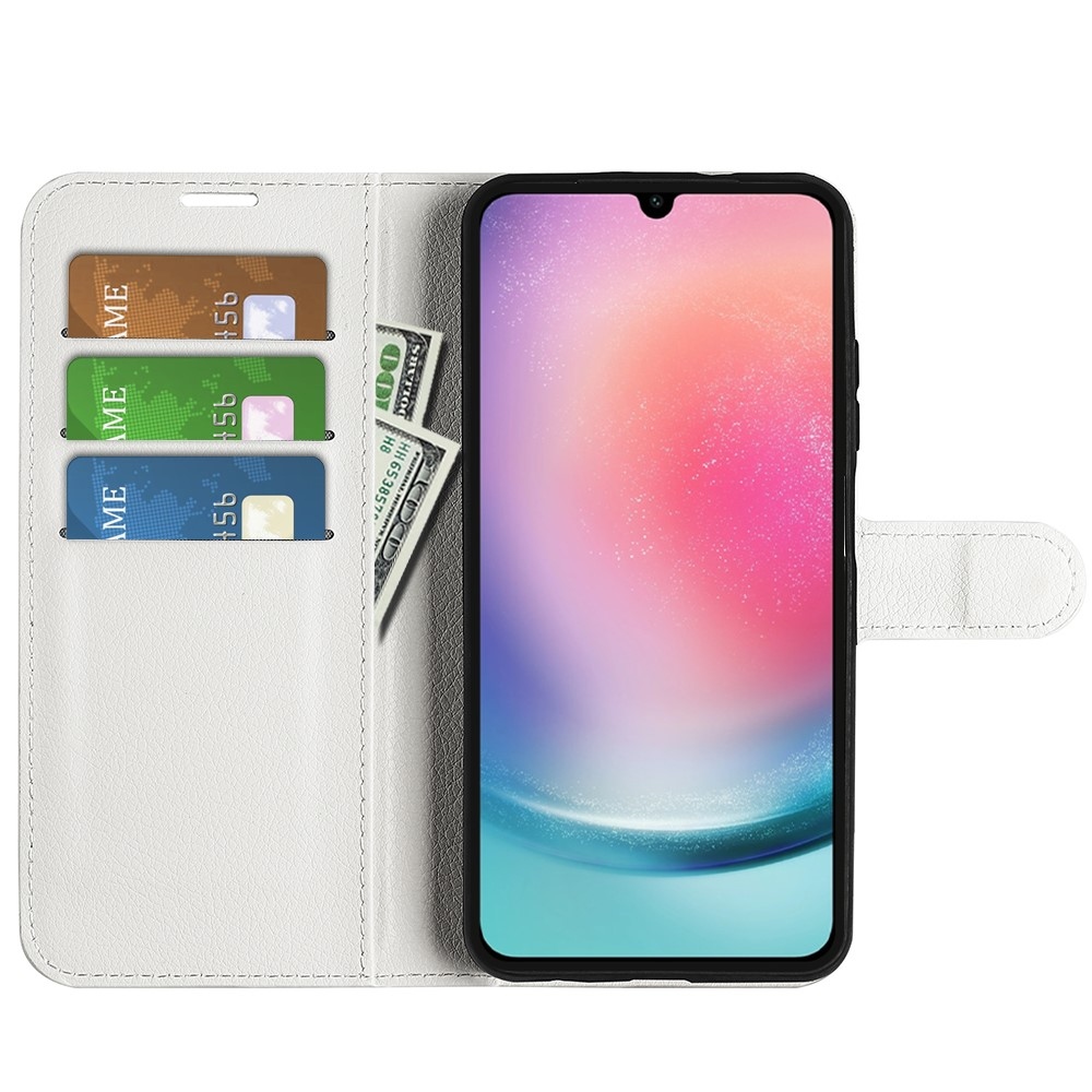 Litchi knížkové pouzdro na Samsung Galaxy A16 4G/5G - bílé