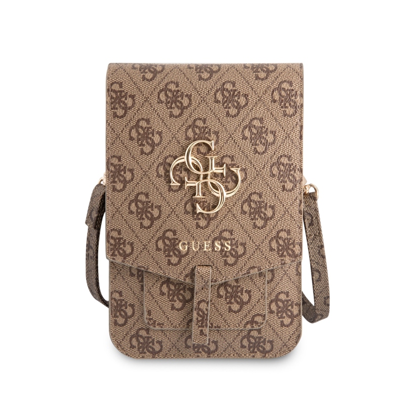 Guess PU 4G Metal Logo Phone Bag Brown