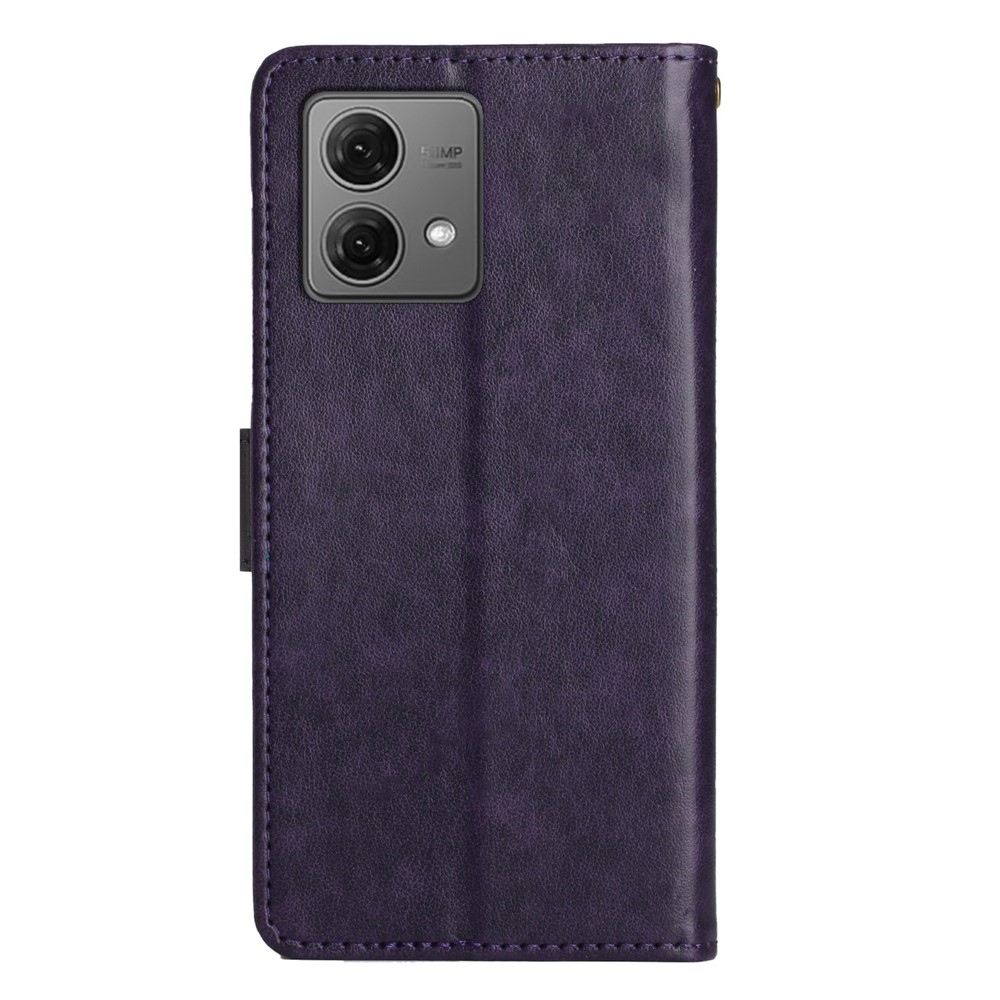 Flowers knížkové pouzdro na Motorola Moto G85 5G - tmavěfialové