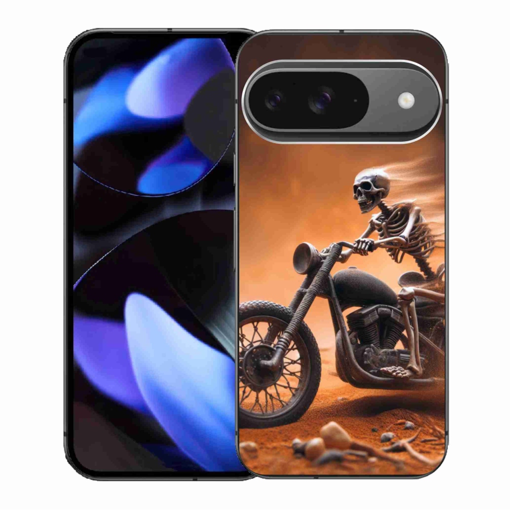 Gelový kryt mmCase na Google Pixel 9/9 Pro - kostra na motorce