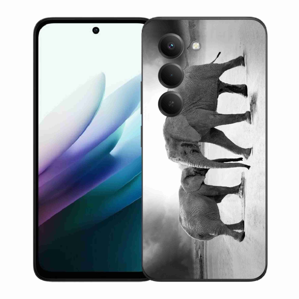 Gelový kryt mmCase na Xiaomi Redmi 15 4G/5G (171mm) - černobílí sloni