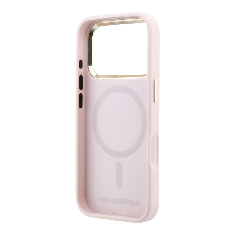 Karl Lagerfeld PU Perforated Monogram MagSafe Zadní Kryt pro iPhone 17 Pro Pink