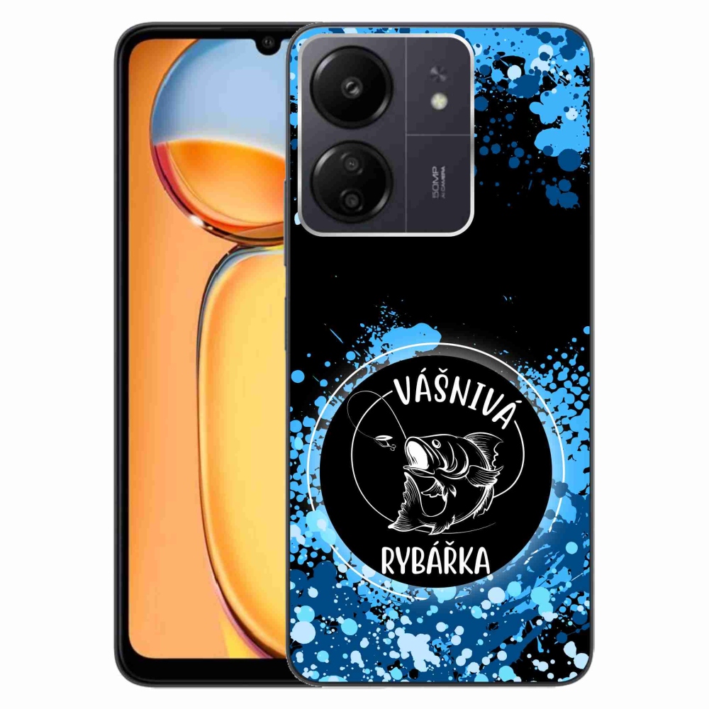Gelový kryt mmCase na Xiaomi Poco C65/Redmi 13C - vášnivá rybářka černé pozadí