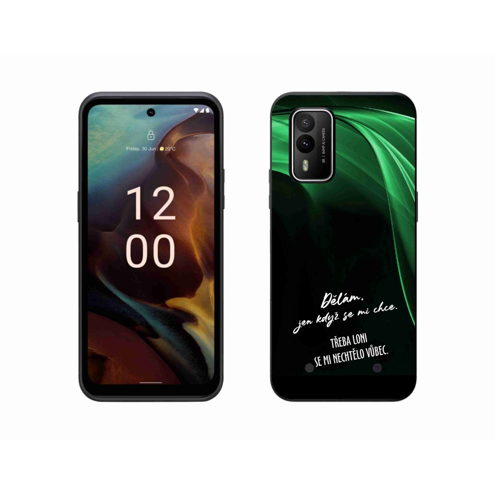 Gelový kryt mmCase na Nokia XR21 - vtipný text 12 černé pozadí