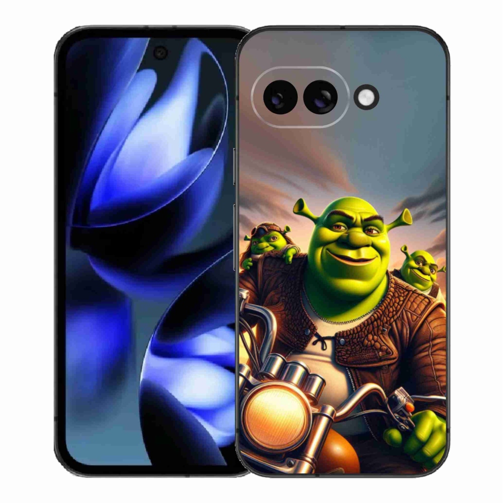 Gelový kryt mmCase na Google Pixel 9a - shrek na motorce