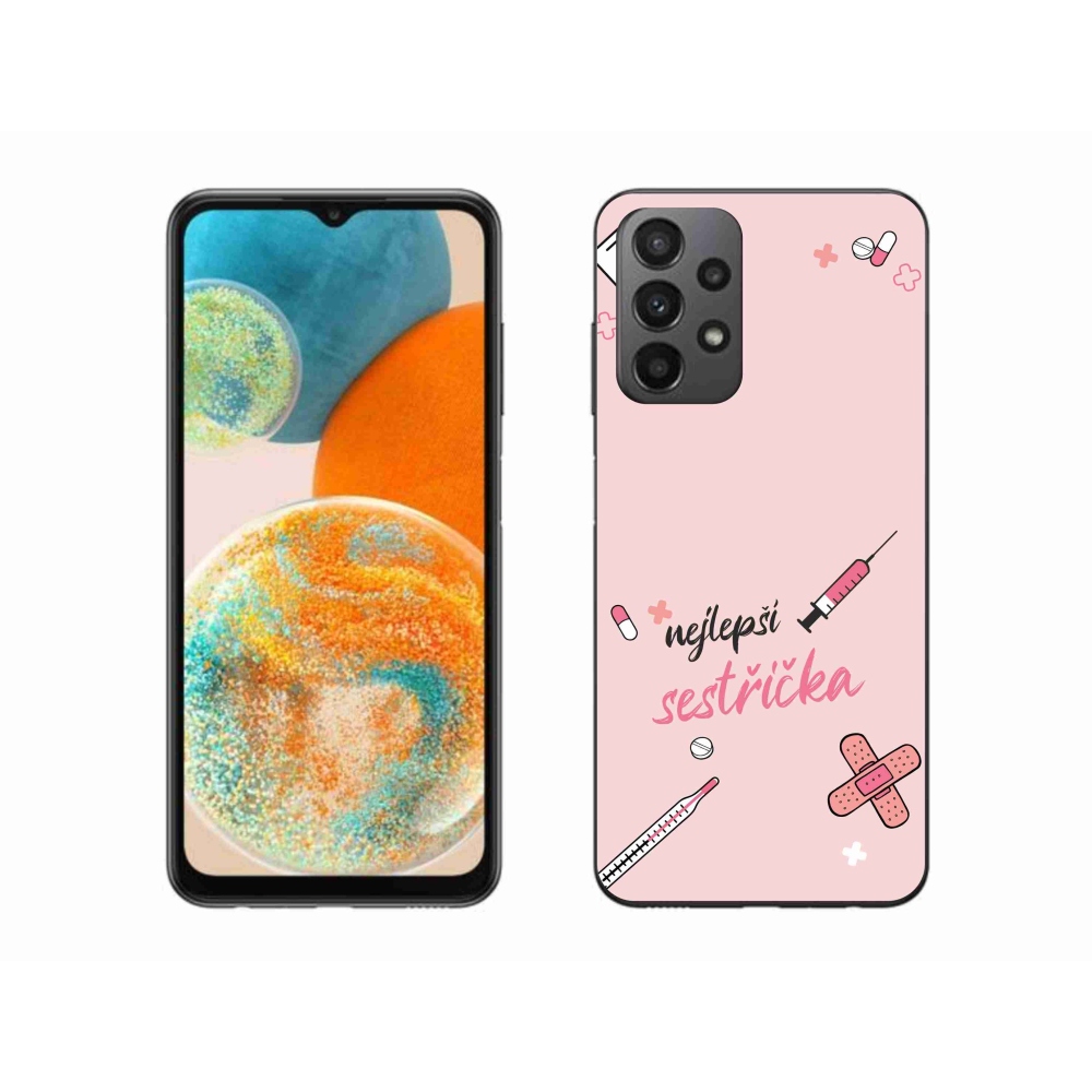 Gelový kryt mmCase na Samsung Galaxy A23 4G/5G - nejlepší sestřička růžové pozadí