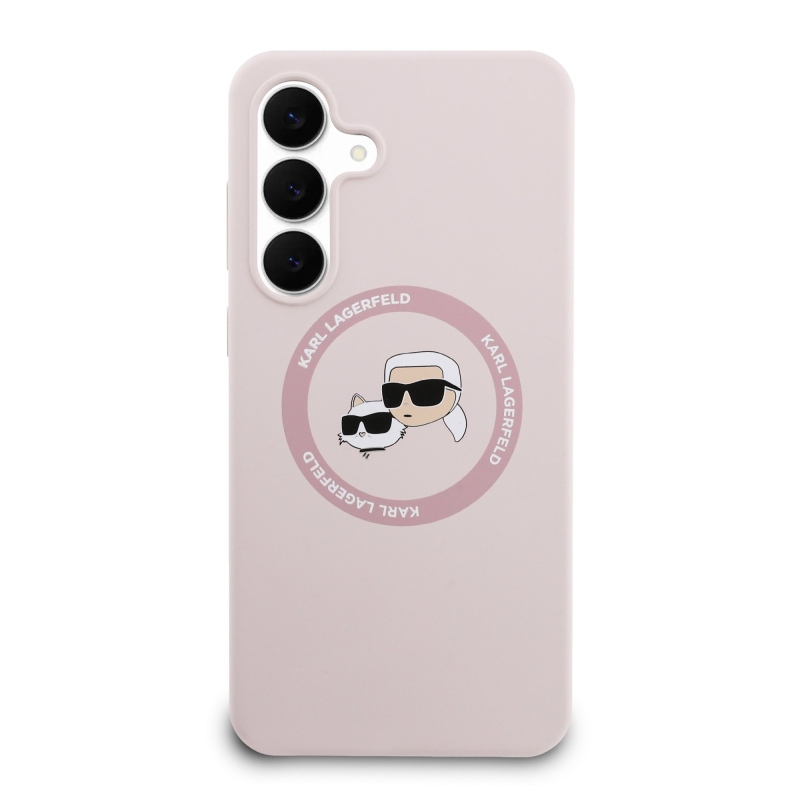 Karl Lagerfeld Liquid Silicone K&CH Heads MagSafe Zadní Kryt pro Samsung Galaxy S25 FE Pink