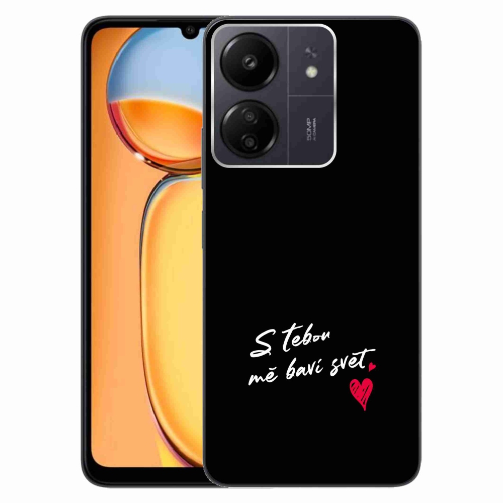 Gelový kryt mmCase na Xiaomi Poco C65/Redmi 13C - zamilovaný text 1 černé pozadí