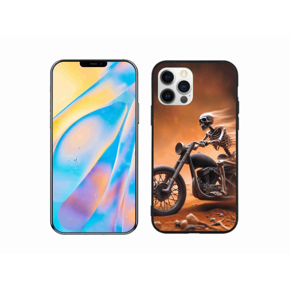 Gelový kryt mmCase na iPhone 12 Pro - kostra na motorce