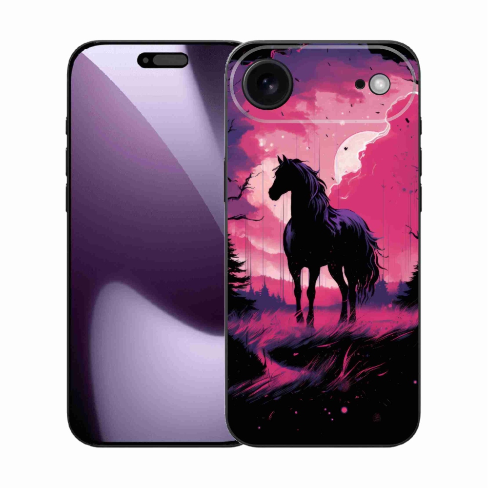 Gelový kryt mmCase na iPhone 17 Air - černý kreslený kůň 1