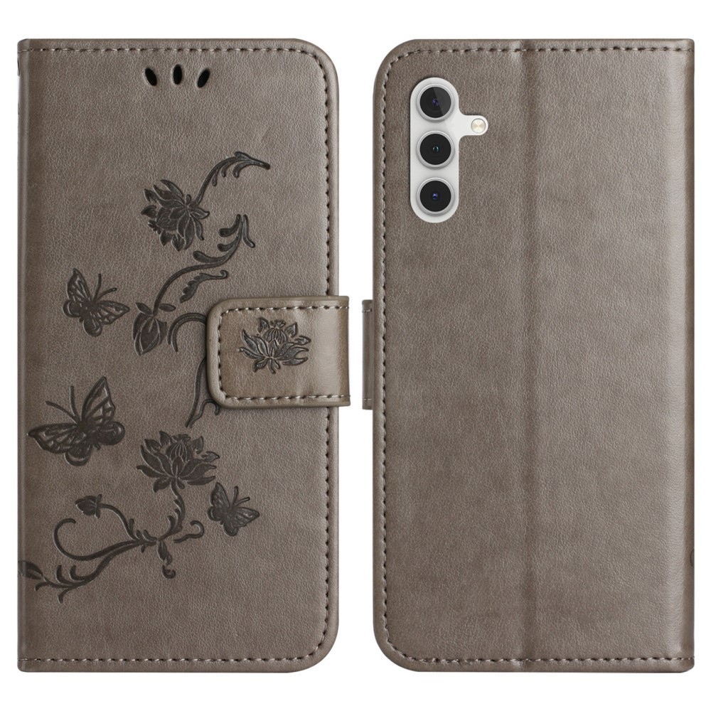 Flower knížkové pouzdro na Samsung Galaxy A36 5G - šedé