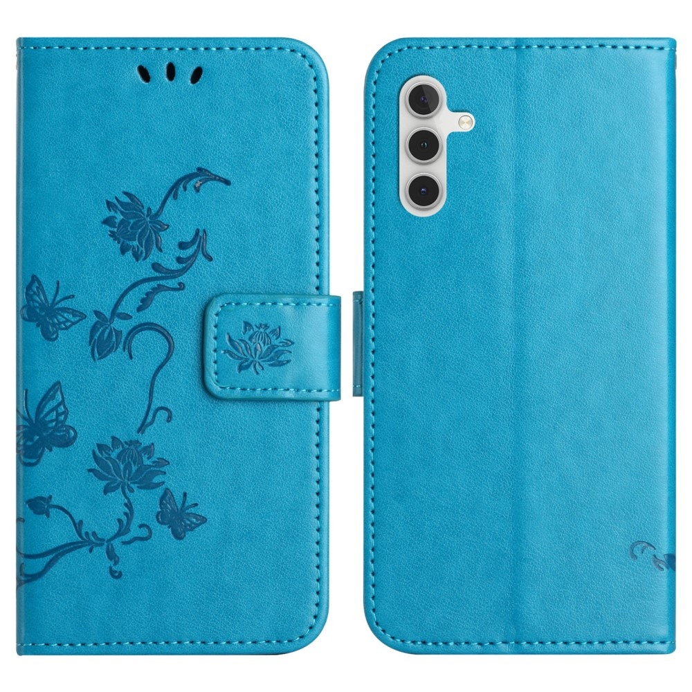 Flower knížkové pouzdro na Samsung Galaxy A56 5G - modré