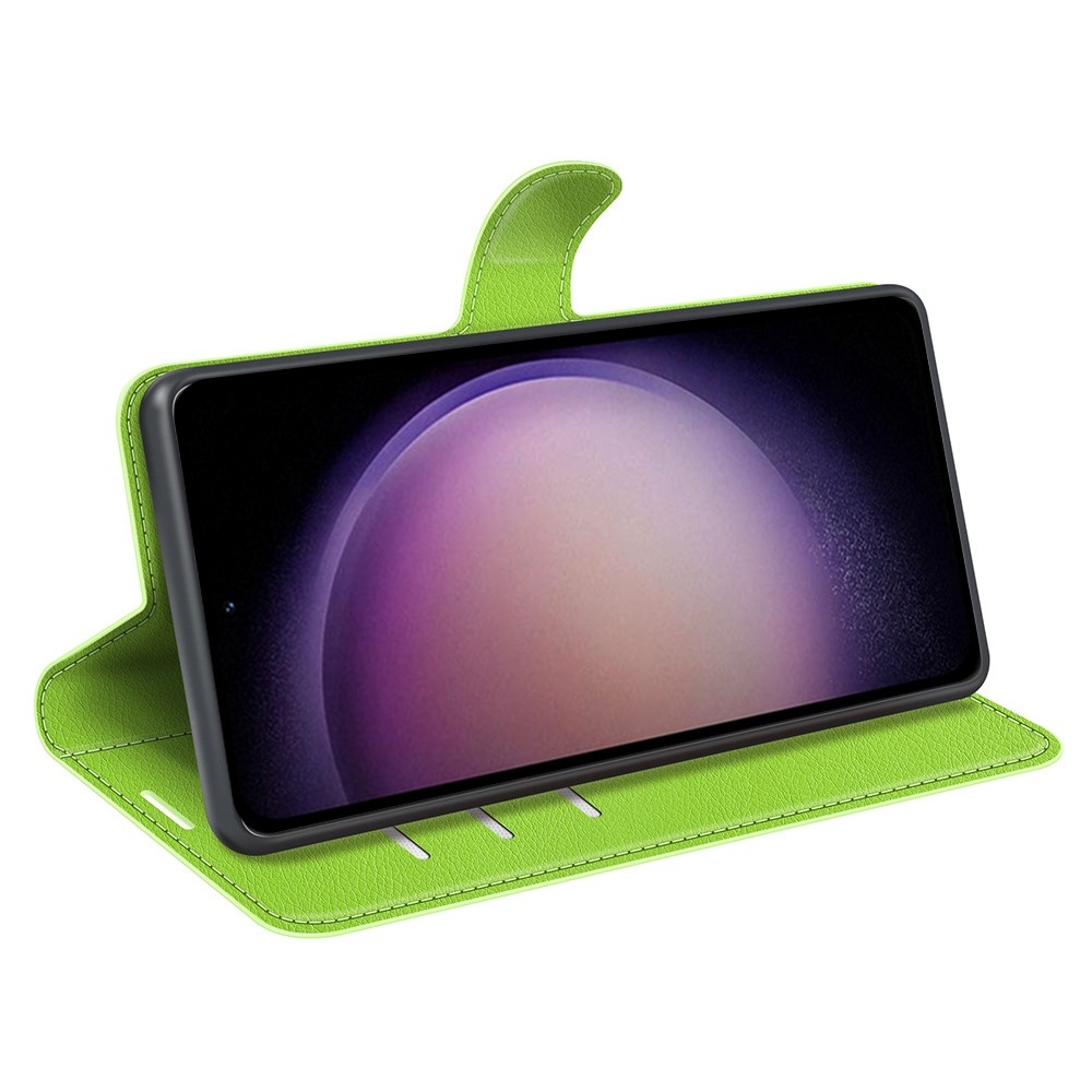 Litchi knížkové pouzdro na Samsung Galaxy S23 FE - zelené