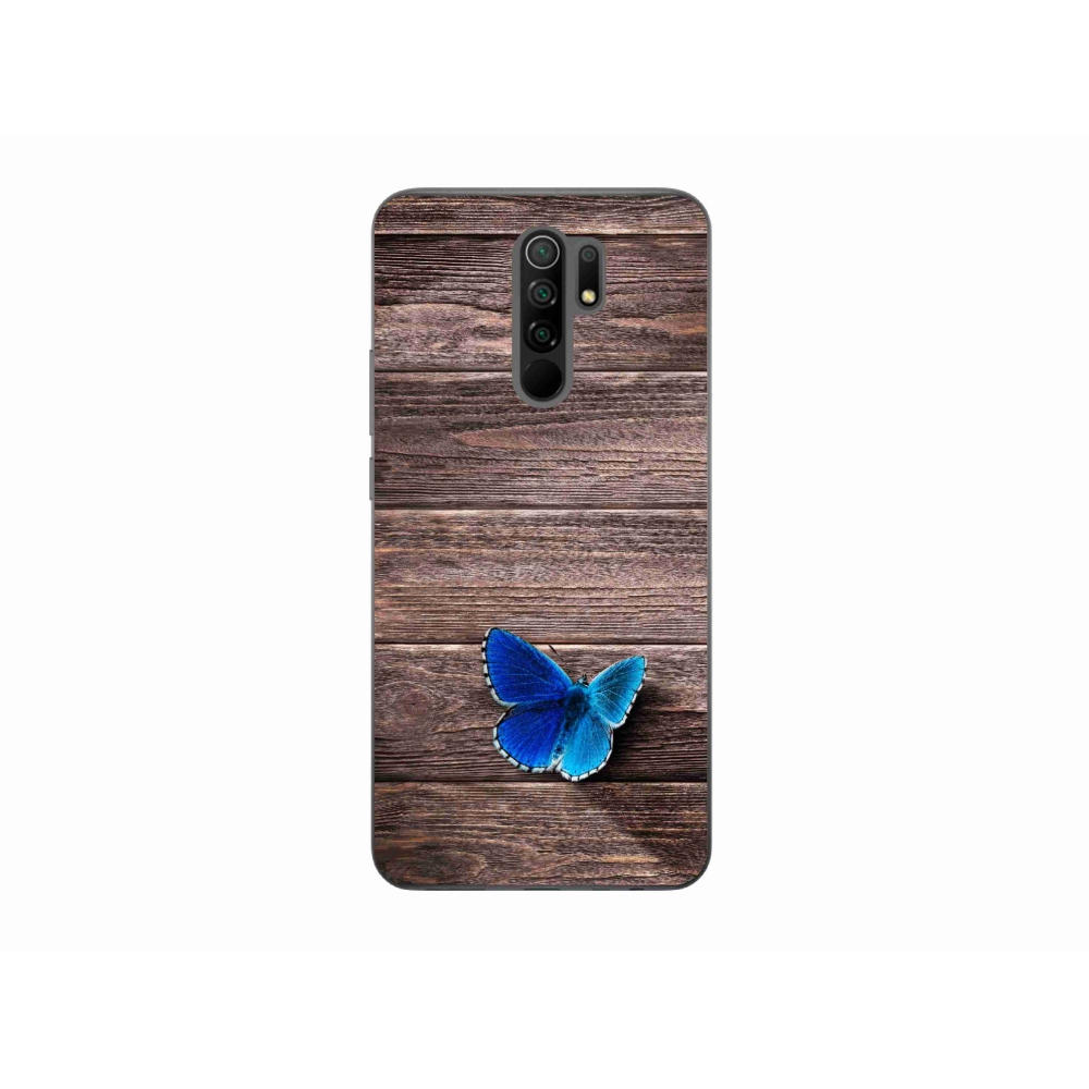Gelový kryt mmCase na mobil Xiaomi Redmi 9 - modrý motýl 1
