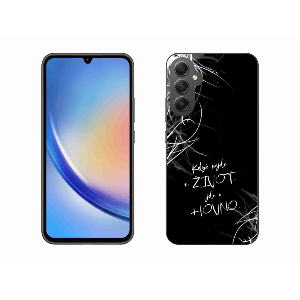 Gelový kryt mmCase na Samsung Galaxy A34 5G - vtipný text 16 černé pozadí
