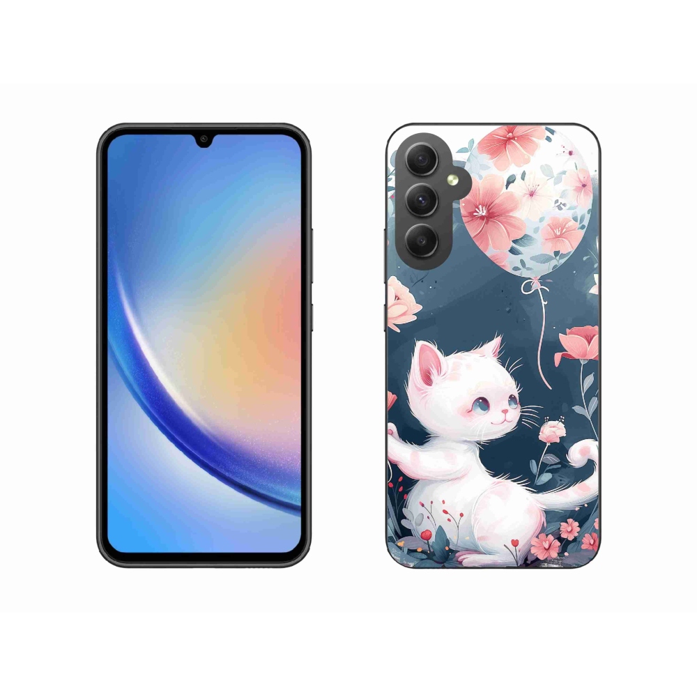 Gelový kryt mmCase na Samsung Galaxy A34 5G - kotě s balónkem