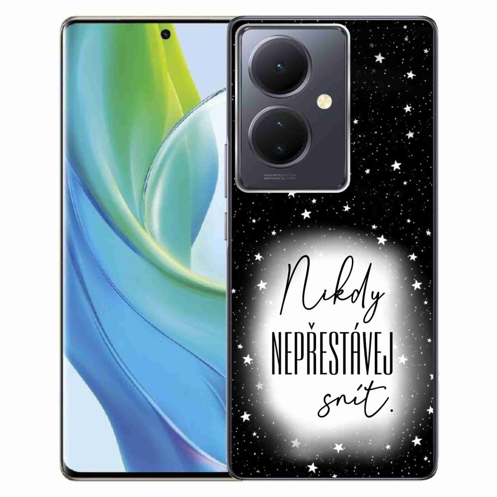 Gelový kryt mmCase na Vivo V29 Lite 5G - citát 1 bíločerné pozadí