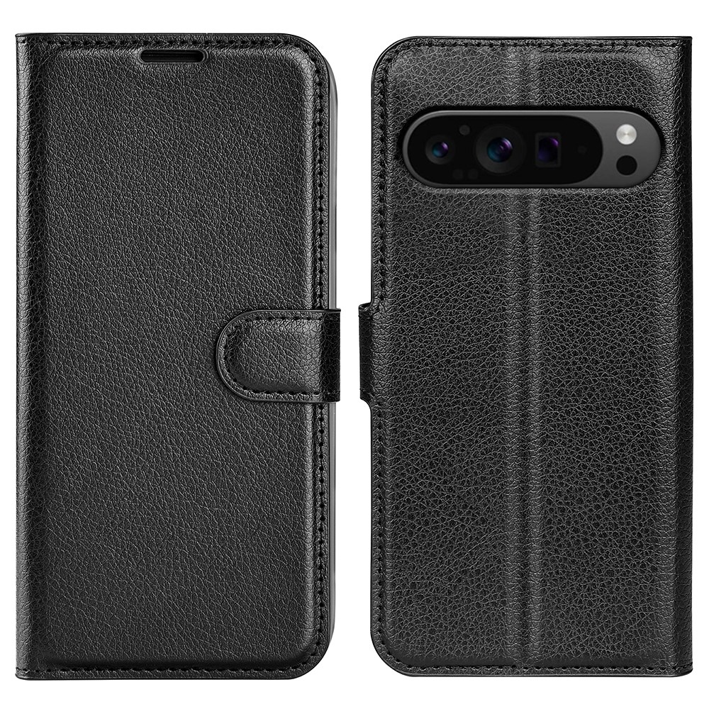 Litchi knížkové pouzdro na Google Pixel 9 Pro XL - černé