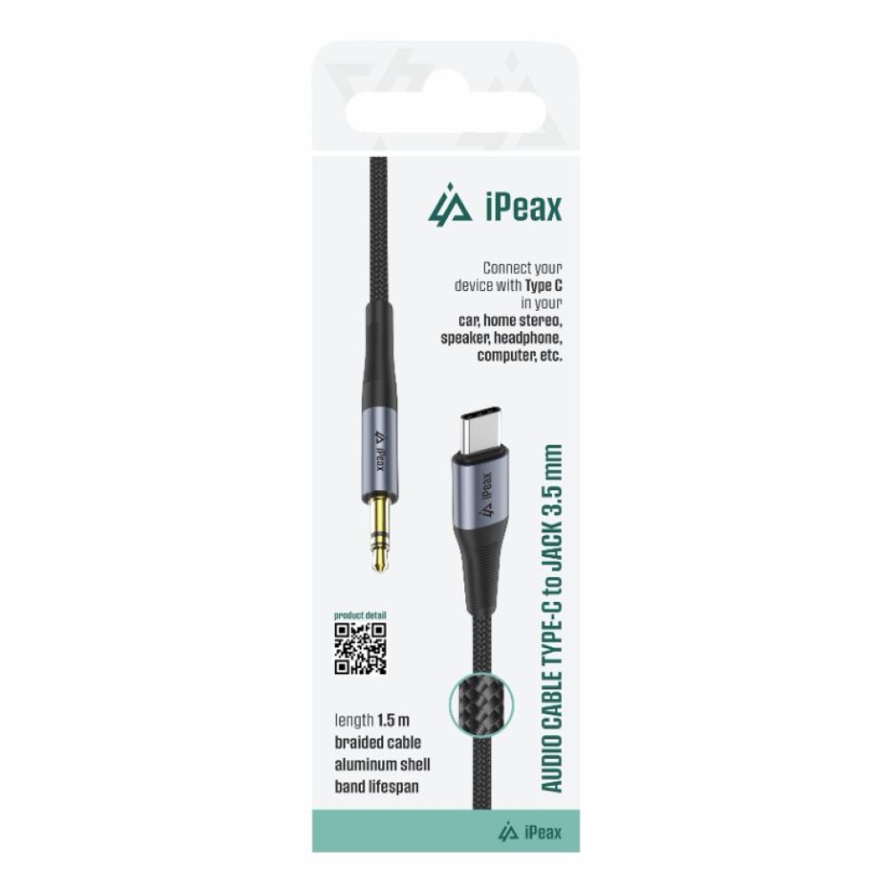 iPEAX Adaptér USB-C / 3,5 mm jack 1,5 m - černý