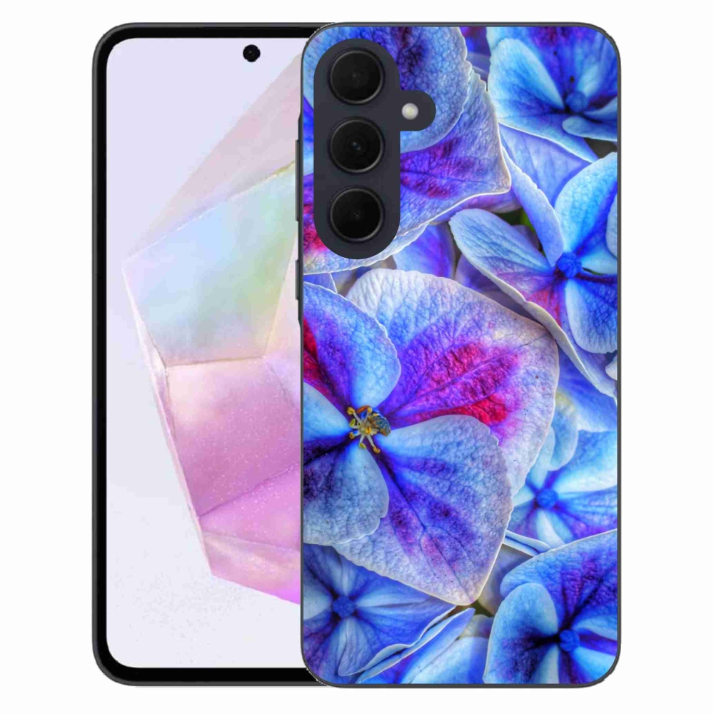 Gelový kryt mmCase na Samsung Galaxy A35 5G - modré květy 1