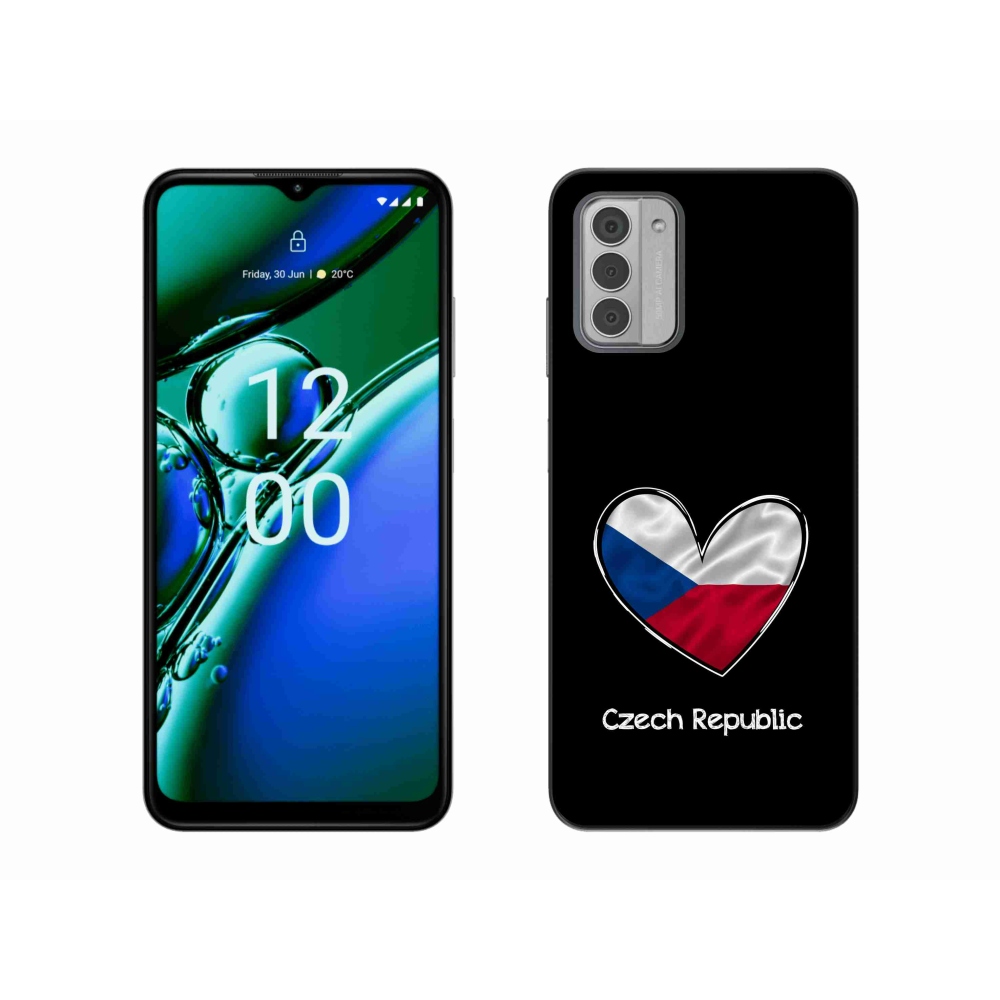 Gelový kryt mmCase na Nokia G42 - vlajka srdce černé pozadí