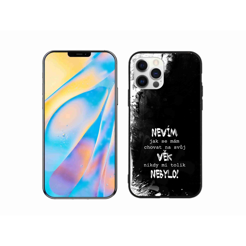 Gelový kryt mmCase na iPhone 12 Pro - vtipný text 14 černé pozadí