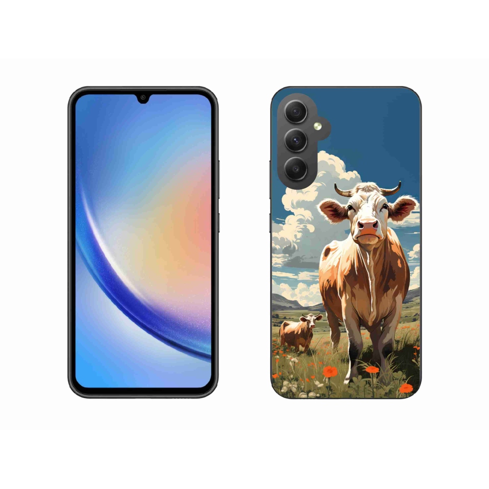 Gelový kryt mmCase na Samsung Galaxy A34 5G - krávy na louce