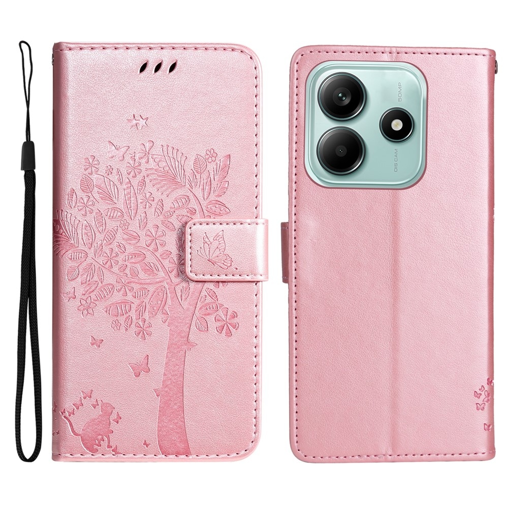 Trees knížkové pouzdro na Xiaomi Redmi Note 14 5G - růžovozlaté
