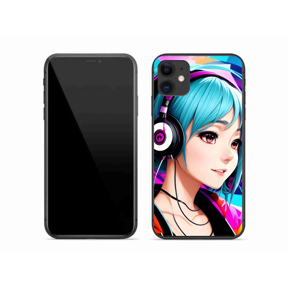 Gelový kryt mmCase na iPhone 11 - dívka se sluchátky