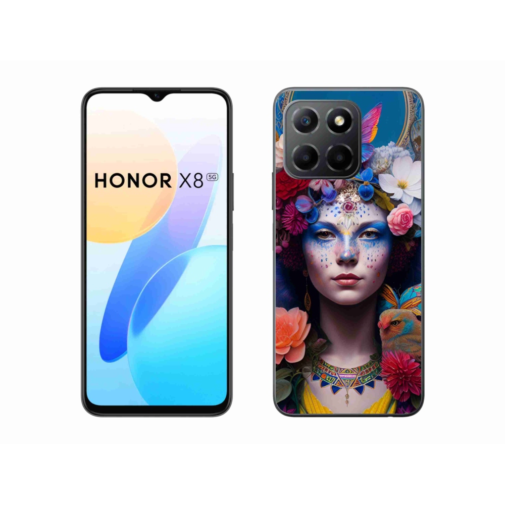 Gelový kryt mmCase na Honor X8 5G - žena s květinami