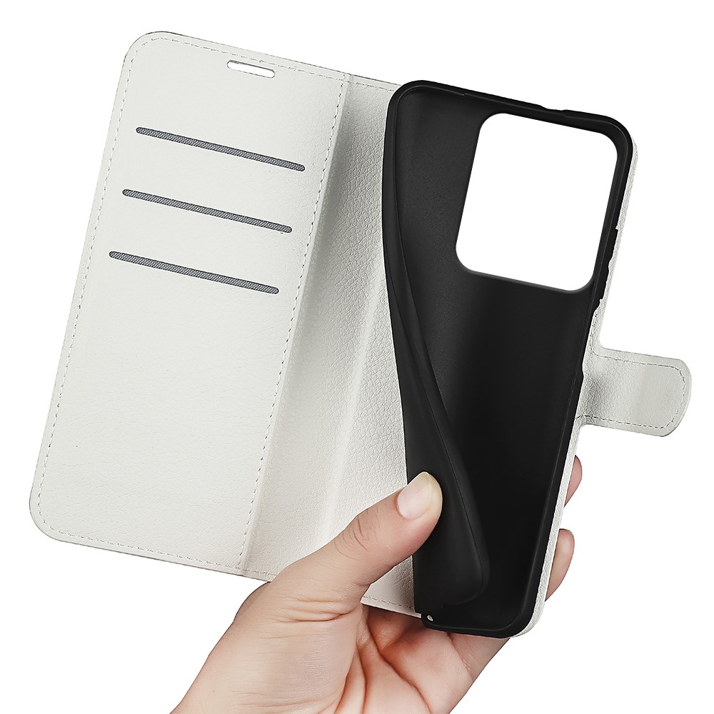 Litchi knížkové pouzdro na Xiaomi Redmi Note 14S - bílé
