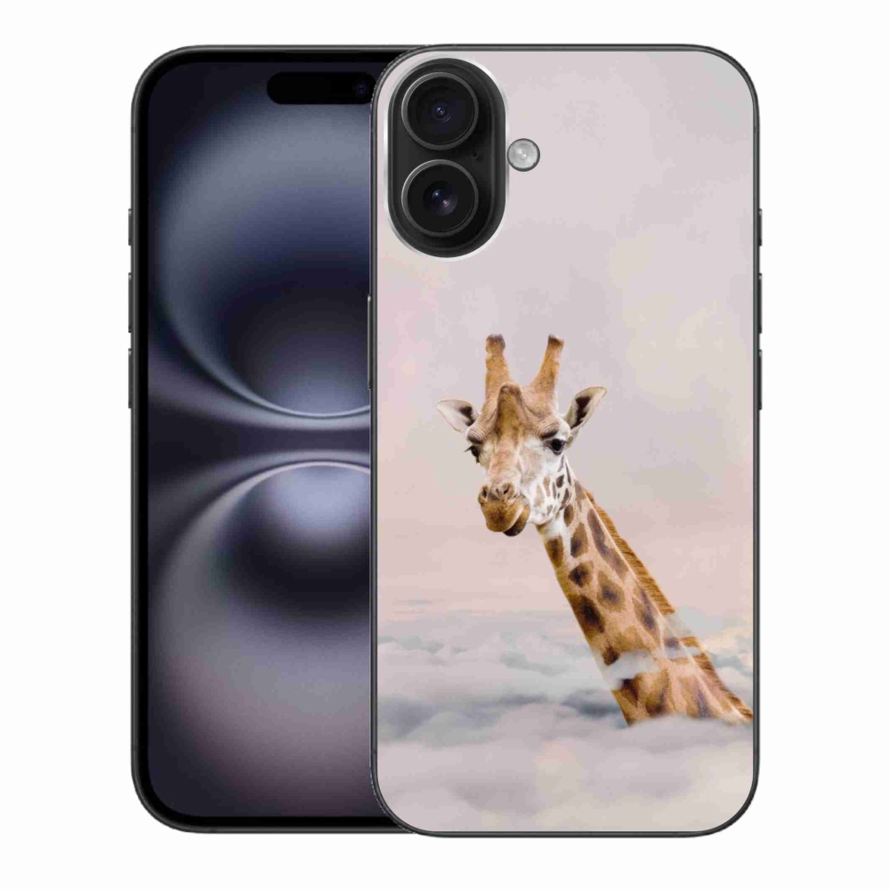 Gelový kryt mmCase na iPhone 16 Plus - žirafa v oblacích