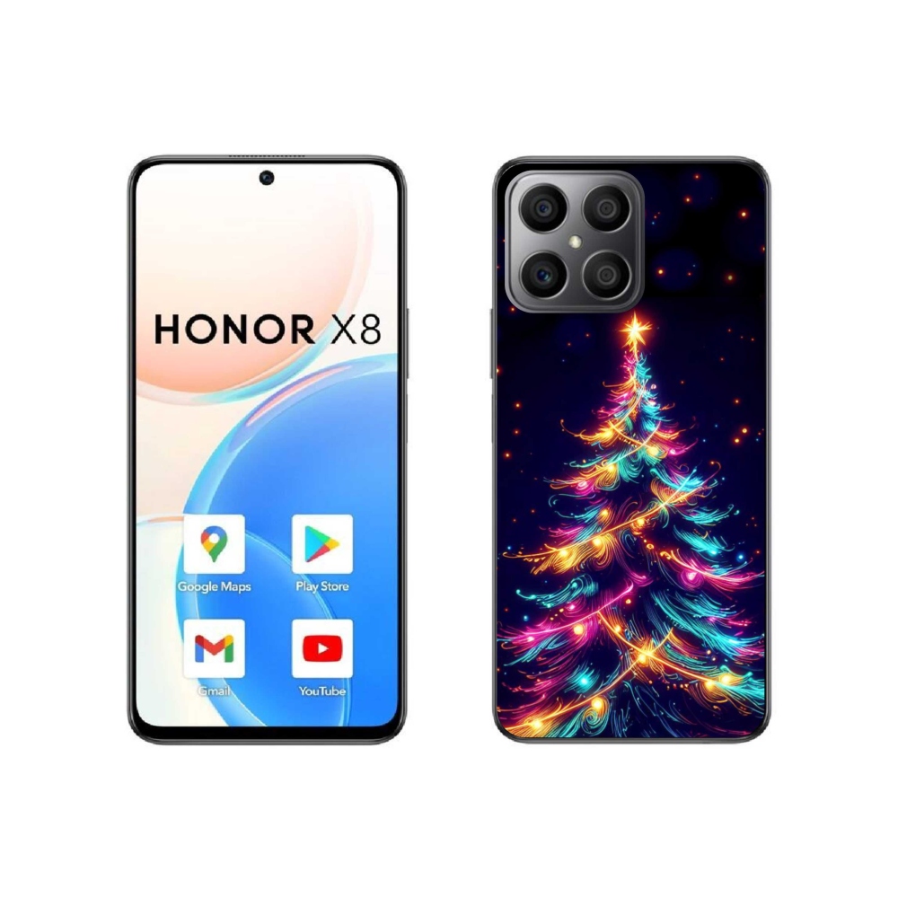 Gelový kryt mmCase na Honor X8 4G - neonový vánoční stromek