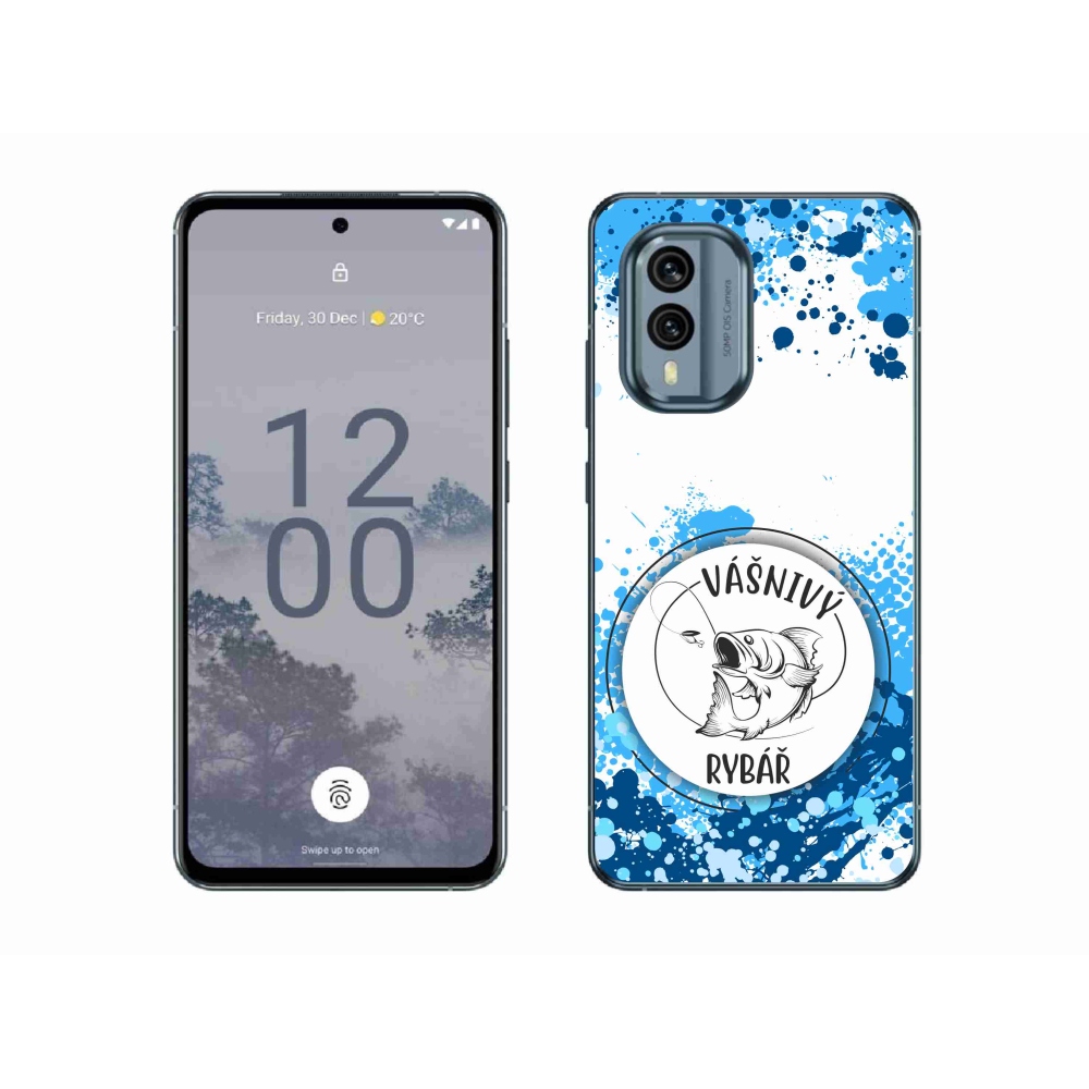 Gelový kryt mmCase na Nokia X30 5G - vášnivý rybář bílé pozadí