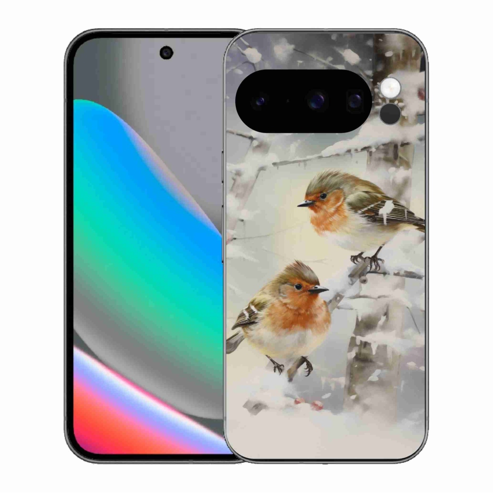 Gelový kryt mmCase na Google Pixel 10 Pro - ptáčci v zimě